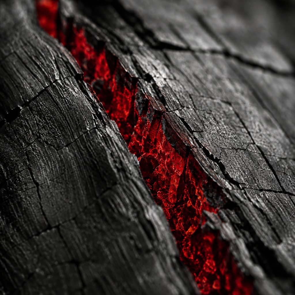 Rust, char, lichen and bone — surfaces that record what happened to them.